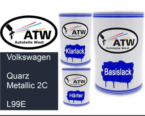 Volkswagen, Quarz Metallic 2C, L99E: 500ml Lackdose + 500ml Klarlack + 250ml Härter - Set, von ATW Autoteile West.